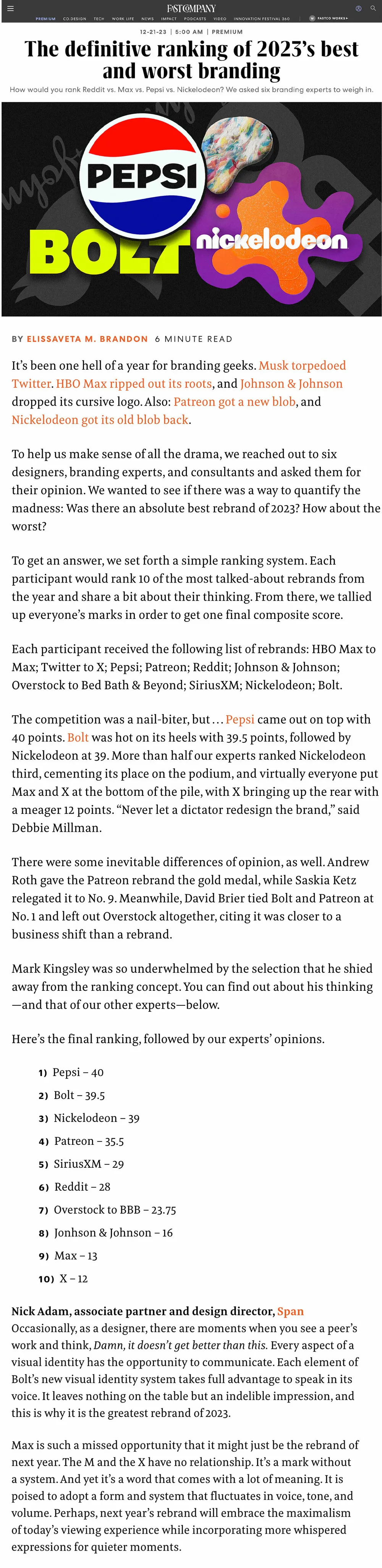 Fast Company definitive ranking of 2023s best and worst branding Span 24
