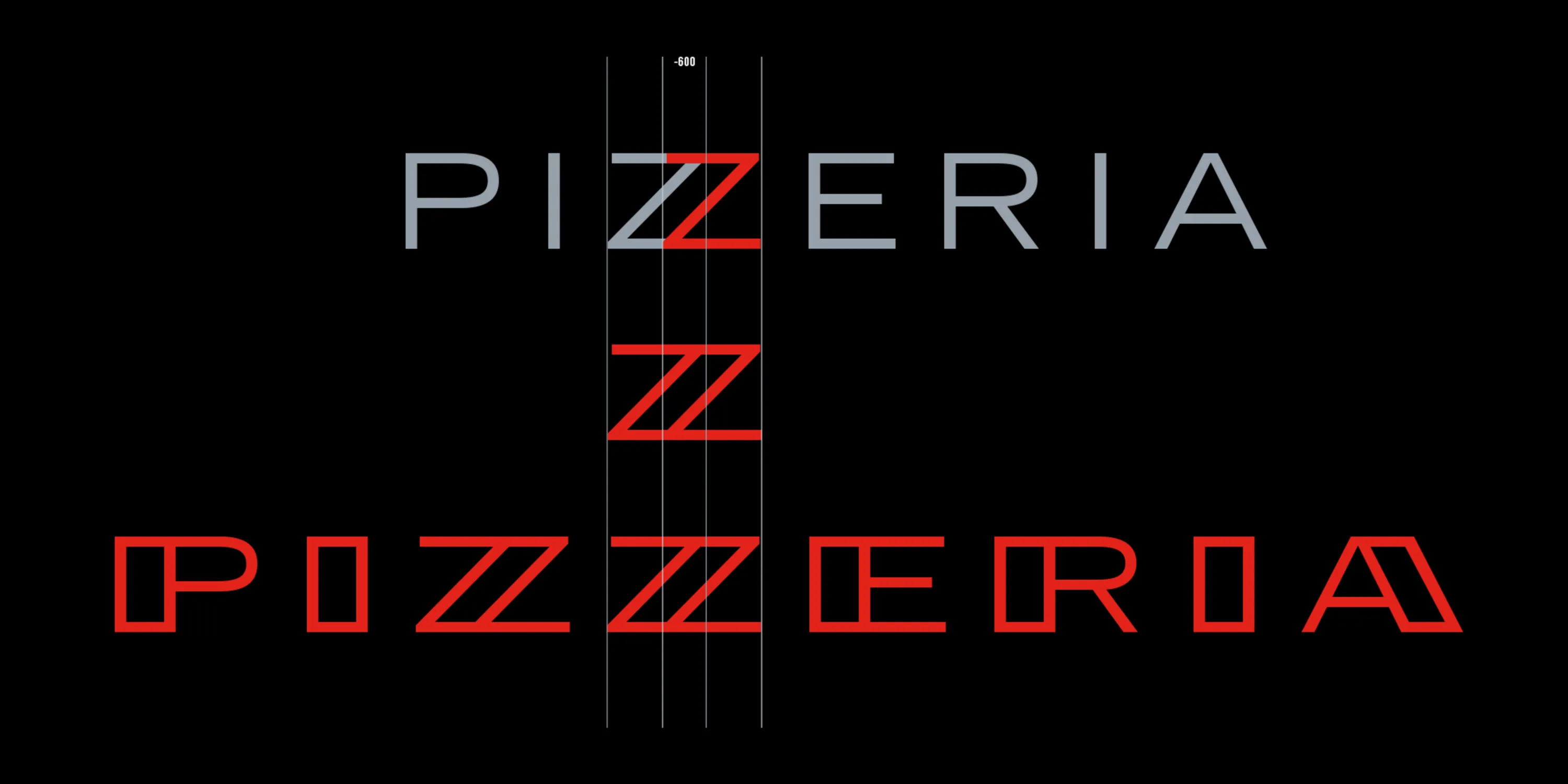 Pizzeria Bebu Graphic Identity Custom Typeface Construction